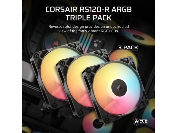 CORSAIR RS120-R ARGB 120mm Fan Triple Pack, BLK