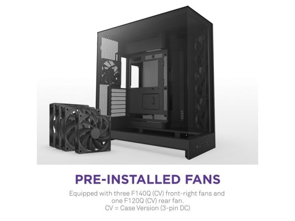 NZXT H9 Flow - Mid tower - utvidet ATX (E-ATX) - sidepanel med vindu (herdet glass) - ingen strømforsyning (ATX) - svart - USB/lyd
