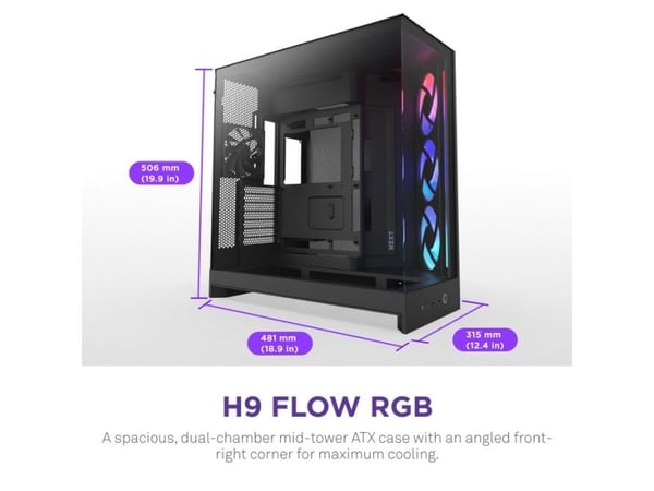 NZXT - - sidepanel med vindu - ingen strømforsyning - USB/lyd