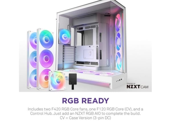 NZXT H9 Flow RGB+, Midi Tower, PC, Valkoinen, ATX, EATX, mikro ATX, Mini-ITX, Verkko, SGCC, Karkaistu lasi, 16,5 cm