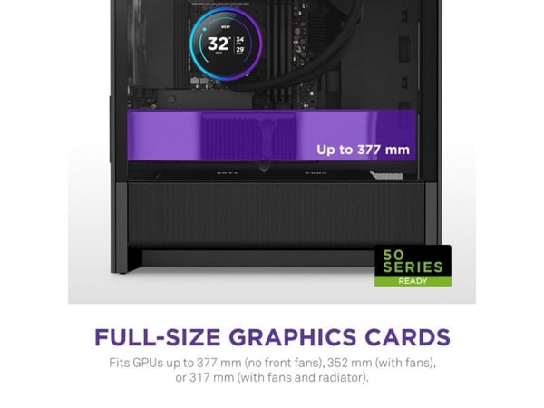 NZXT H9 H3 Flow, Midi Tower, PC, musta, mikro ATX, Mini-ITX, Verkko, SGCC, Karkaistu lasi, 17 cm