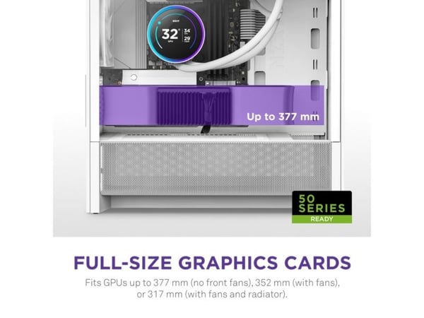 NZXT H9 H3 Flow, Midi Tower, PC, Valkoinen, mikro ATX, Mini-ITX, Verkko, SGCC, Karkaistu lasi, 17 cm