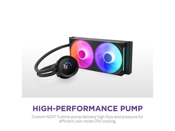 NZXT Kraken Plus RGB 240, Alt-i-ett væskekjøler, 12 cm, Sort