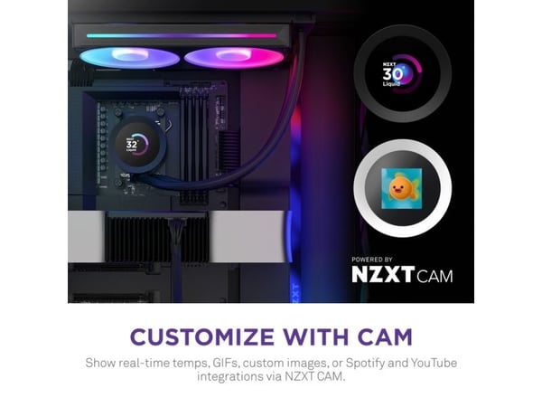 NZXT Kraken Plus RGB 240, Alt-i-ett væskekjøler, 12 cm, Sort