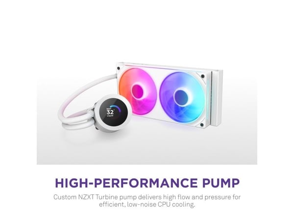 NZXT Kraken Plus RGB 240, Alt-i-ett væskekjøler, 12 cm, Hvit