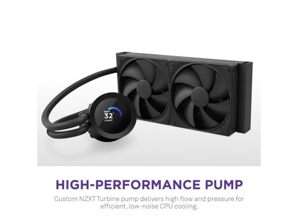 NZXT Kraken Plus 280, Alt-i-ett væskekjøler, 14 cm, Sort
