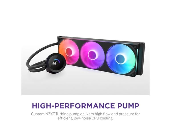 NZXT Kraken Plus 360 RGB, Alt-i-ett væskekjøler, 500 RPM, 2400 RPM, Sort