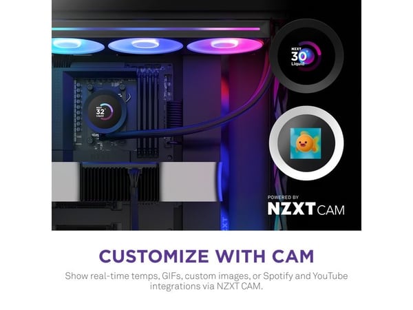NZXT Kraken Plus 360 RGB, Alt-i-ett væskekjøler, 500 RPM, 2400 RPM, Sort