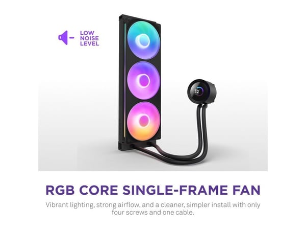NZXT Kraken Plus 360 RGB, Alt-i-ett væskekjøler, 500 RPM, 2400 RPM, Sort