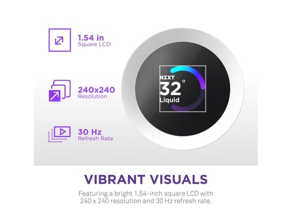 NZXT Kraken Plus 360 RGB, Alt-i-ett væskekjøler, 500 RPM, 2400 RPM, Hvit