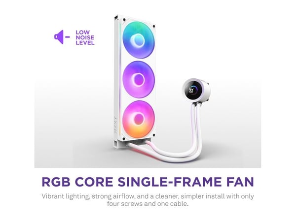 NZXT Kraken Plus 360 RGB, Alt-i-ett væskekjøler, 500 RPM, 2400 RPM, Hvit