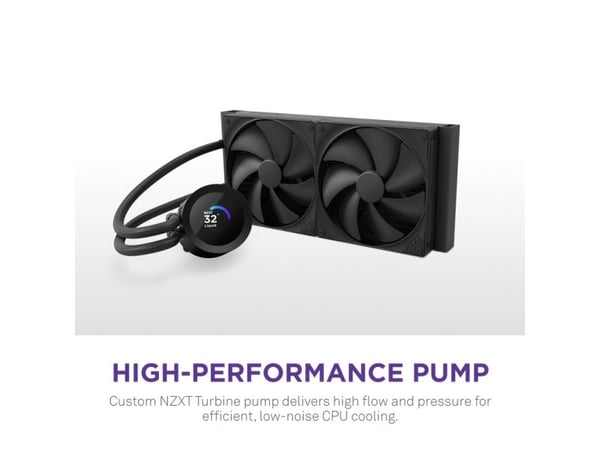 NZXT Kraken Plus 240, Alt-i-ett væskekjøler, 12 cm, Sort
