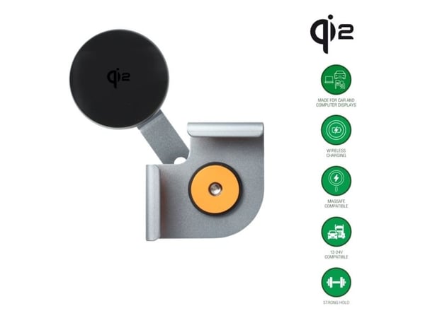 4smarts 541114, Wireless charger, Aktiv holder, Bil/innendørs, Sort, Grå
