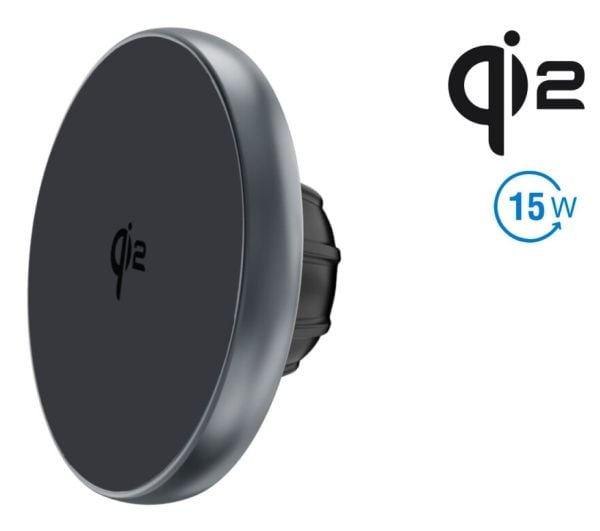 4smarts 541114, Wireless charger, Aktiv holder, Bil/innendørs, Sort, Grå