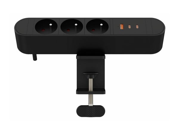 MicroConnect - Effektband (clamp-mountable) - 5 / 9 / 12 / 15 / 20.3 V - 67 Watt - ingång: Typ E - utgångskontakter: 6 (3 x CEE 7/7, USB, 2 x USB-C...