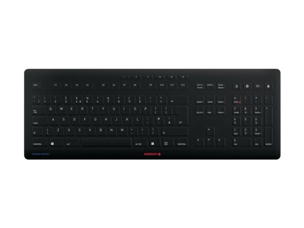 CHERRY STREAM PROTECT - Tastatur - trådløs - 2.4 GHz - QWERTY - Storbritannia - tastsvitsj: CHERRY SX - svart