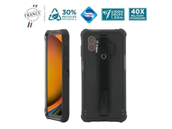 Mobilis PROTECH - Bagsidecover til mobiltelefon - grov - med håndrem - sort - for Samsung Galaxy XCover7 Pro
