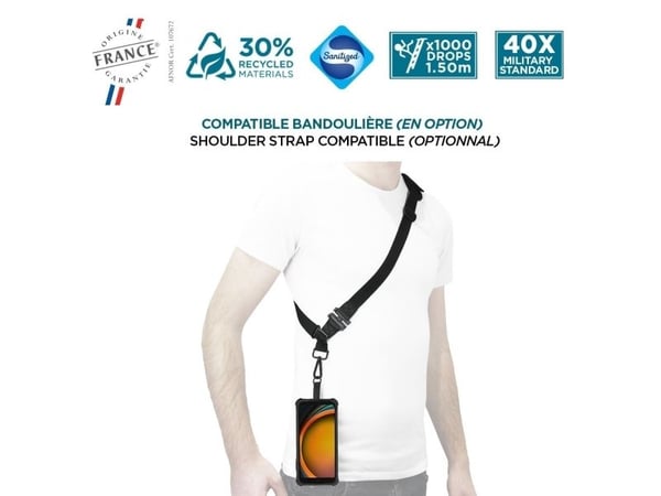 Mobilis PROTECH - Bagsidecover til mobiltelefon - grov - med håndrem - sort - for Samsung Galaxy XCover7 Pro