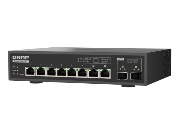 QNAP QSW-L3208-2C6T - Switch - Styrt - 2 x 10 Gigabit SFP+ + 8 x 100/1000/2.5G/5G/10GBase-T - stasjonær