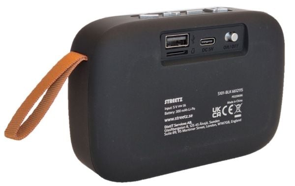 Streetz S101-BLK, 3 W, 20 - 20000 Hz, 4 O, Trådløs, 10 m, USB Type-A