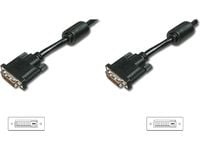 DIGITUS - DVI-kabel - dobbeltlenke - DVI-D (hann) til DVI-D (hann) - 2 m - formstøpt, tommelskruer - svart