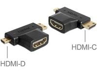 Delock - HDMI-splitter - HDMI hunn til 19 pin mini HDMI Type C, 19 pin micro HDMI Type D hann - svart