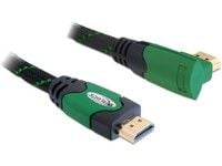 Delock High Speed HDMI with Ethernet - HDMI-kabel med Ethernet - HDMI hann til HDMI hann - 2 m - rettvinklet kontakt