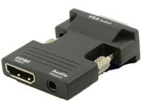 MicroConnect - HDMI-adapter - HDMI hunn til HD-15 (VGA), mini-phone stereo 3.5 mm - svart - tommelskruer