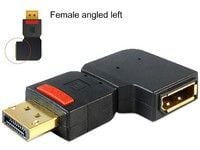 Delock Adapter Displayport male > Displayport female angled left - DisplayPort-adapter - DisplayPort (hunn) til DisplayPort (hann) - 90°-kontakt - ...