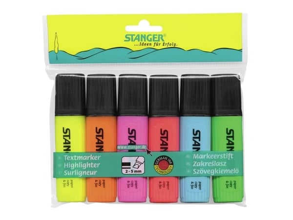 Stanger 180008000, 6 stykker, Flerfarget, Flerfarget, 1 mm, 5 mm, Vann-basert blekk