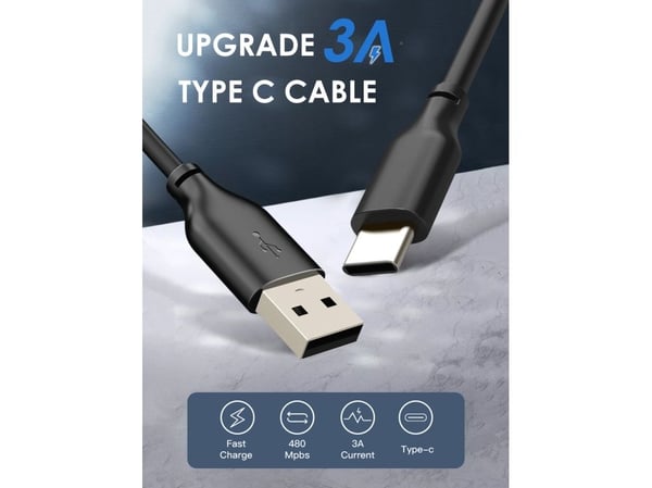 Cabletime CT-C160-U32(3A)-CMAM1-B1, 1 m, USB C, USB A, USB 2.0, 0,48 Gbit/sek, Sort