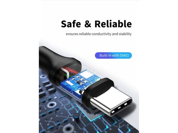 Cabletime CT-C160-U32(3A)-CMAM1-B2, 2 m, USB C, USB A, USB 2.0, 0,48 Gbit/s, Svart