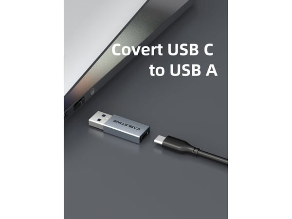 Cabletime CP77G, USB typ A, USB typ C, grå