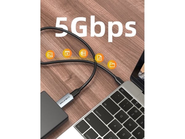 Cabletime CP77G, USB typ A, USB typ C, grå