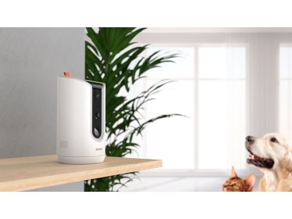 Arenti PETCAM1T Indoor WiFi Haustierkamera & Futterspender, IP-sikkerhetskamera, Innendørs, Trådløs, Amazon Alexa & Google Assistant, Bord, Hvit