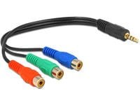 Delock - Videokabel - komponentvideo - RCA x 3 hunn til 4-polsminijakk hann - 24 cm - svart