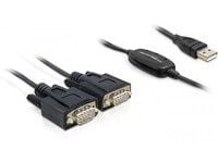 Delock Adapter USB 2.0 > 2 x Seriell - USB / seriell-kabel - USB (hann) til DB-9 (hann) - 1.4 m - tommelskruer