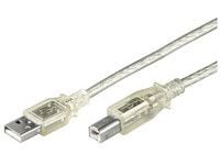 MicroConnect USB 2.0 - USB-kabel - USB (hann) til USB-type B (hann) - 5 m - gjennomsiktig
