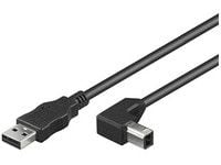 MicroConnect - USB-kabel - USB-type B (hann) til USB (hann) - USB 2.0 - 3 m - 90° kontakt