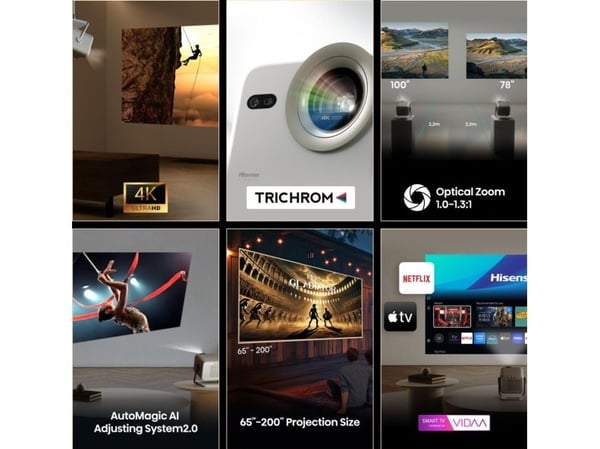 Hisense M2 Pro - DLP-projektor - laser - 3D - 1300 ANSI lumen - 3840 x 2160 - 16:9 - 4K - Wi-Fi / Bluetooth / Miracast / AirPlay - grå