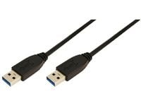 LogiLink 3m USB A - USB A 3.0 M/M, 3 m, USB A, USB A, USB 3.2 Gen 1 (3.1 Gen 1), Hankjønn/hankjønn, Sort
