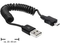 Delock - USB-kabel - USB (hann) til Micro-USB type B (hann) - 60 cm - rullet sammen - svart