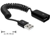 Delock - USB-forlengelseskabel - USB (hann) til USB (hunn) - 60 cm - rullet sammen - svart