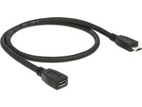 DeLOCK - USB forlængerkabel - Micro-USB Type B (hun) til Micro-USB Type B (han) - USB 2.0 - 50 cm