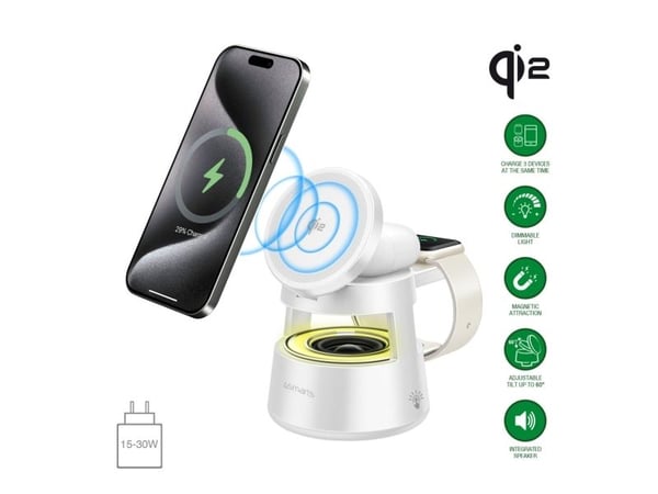 4smarts 541535, Innendørs, Utendørs, USB, Trådløs lading, 1,5 m, Hvit
