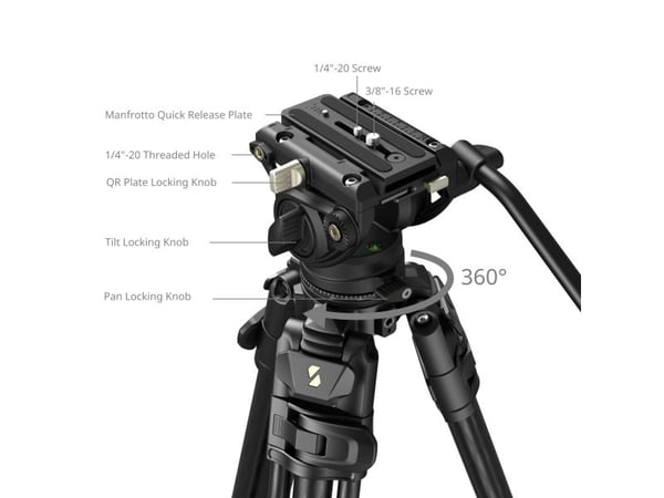 SmallRig 5201, 3 jalkoja, musta, 174 cm, 3,6 kg