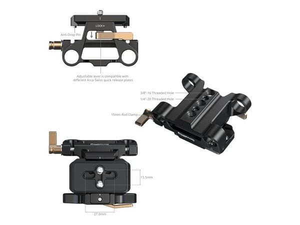 SmallRig 5365, Monteringsplate, Sort, Aluminium, Rustfritt stål, 80 mm, 68,5 mm, 59,1 mm