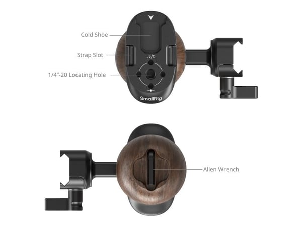 SmallRig 5239, Kamerahåndtak, Sort, Brun, Aluminium, Tre, 15 kg, 1/4", 79,8 mm