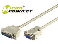 MicroConnect - Seriell- / parallellkabel - DB-9 (hunn) til DB-25 (hann) - 3 m - grå