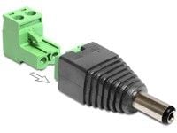 DeLOCK 65422, DC 2.1 x 5.5 mm, 2p, Musta, Vihreä